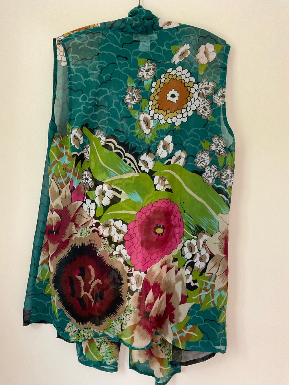 Coldwater Creek Teal Floral Sleeveless Tunic vest